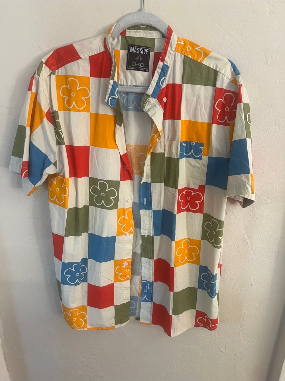 Men’s Multicolor Short-Sleeve Button-Up Shirt